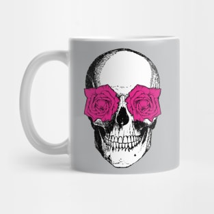 Skull and Roses | Skull and Flowers | Skulls and Skeletons | Vintage Skulls | Pink Roses | Mug
